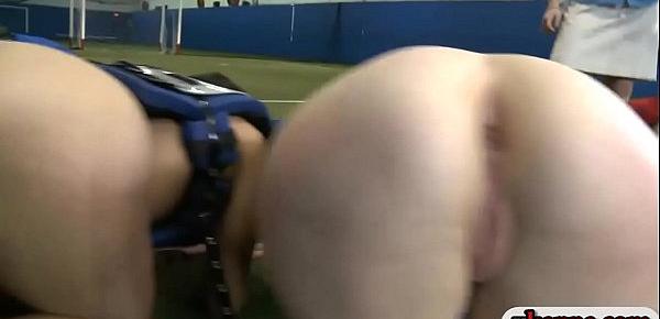  Pledges showing off ass and licking in soccer fields